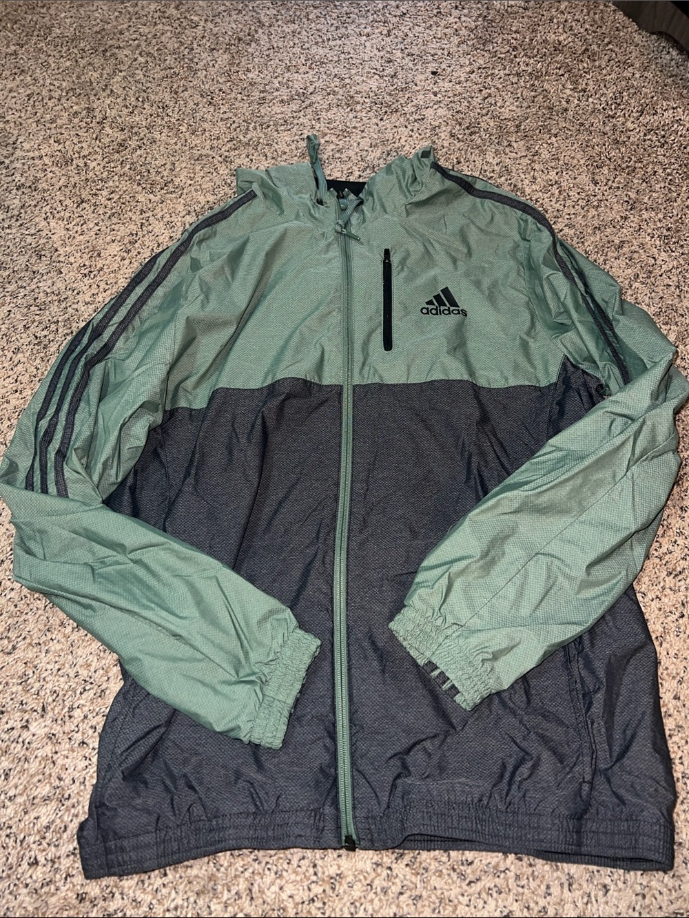 adidas Men's Two-Tone Mint Green & Charcoal Windbreaker Jacket